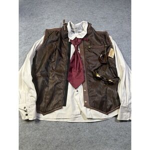 Spirit Halloween Steampunk Vest Set XL Faux Leather Costume Cosplay New Goggles